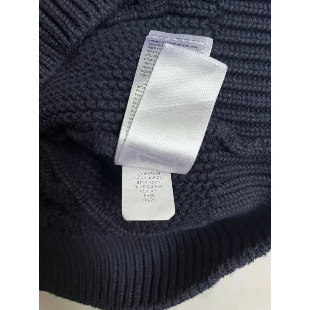 Gap Kids Cable Knit Button Mock Neck Sweater Galaxy Blue size medium 8